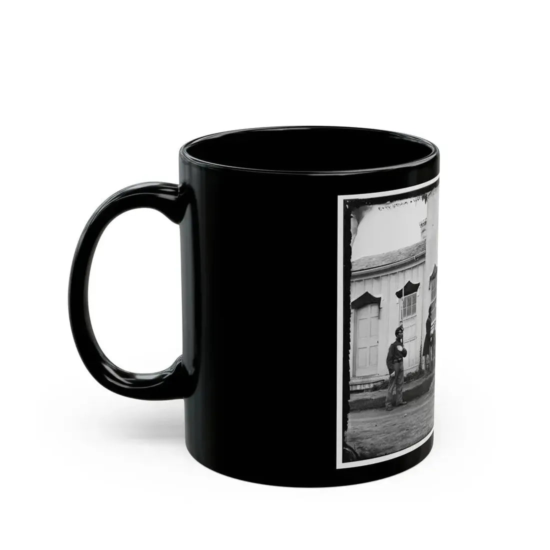 Arlington, Va. Capt. Nevins And Officers In Front Of Headquarters, Fort Whipple; Mourning Crepe Drawn Over Doors And Windows (U.S. Civil War) Black Coffee Mug - Go Mug Yourself