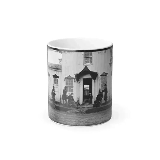 Arlington, Va. Capt. Nevins and Officers in Front of Headquarters, Fort Whipple; Mourning Crepe Drawn Over Doors and Windows (U.S. Civil War) Color Changing Coffee Mug 11oz Default Title - Go Mug Yourself