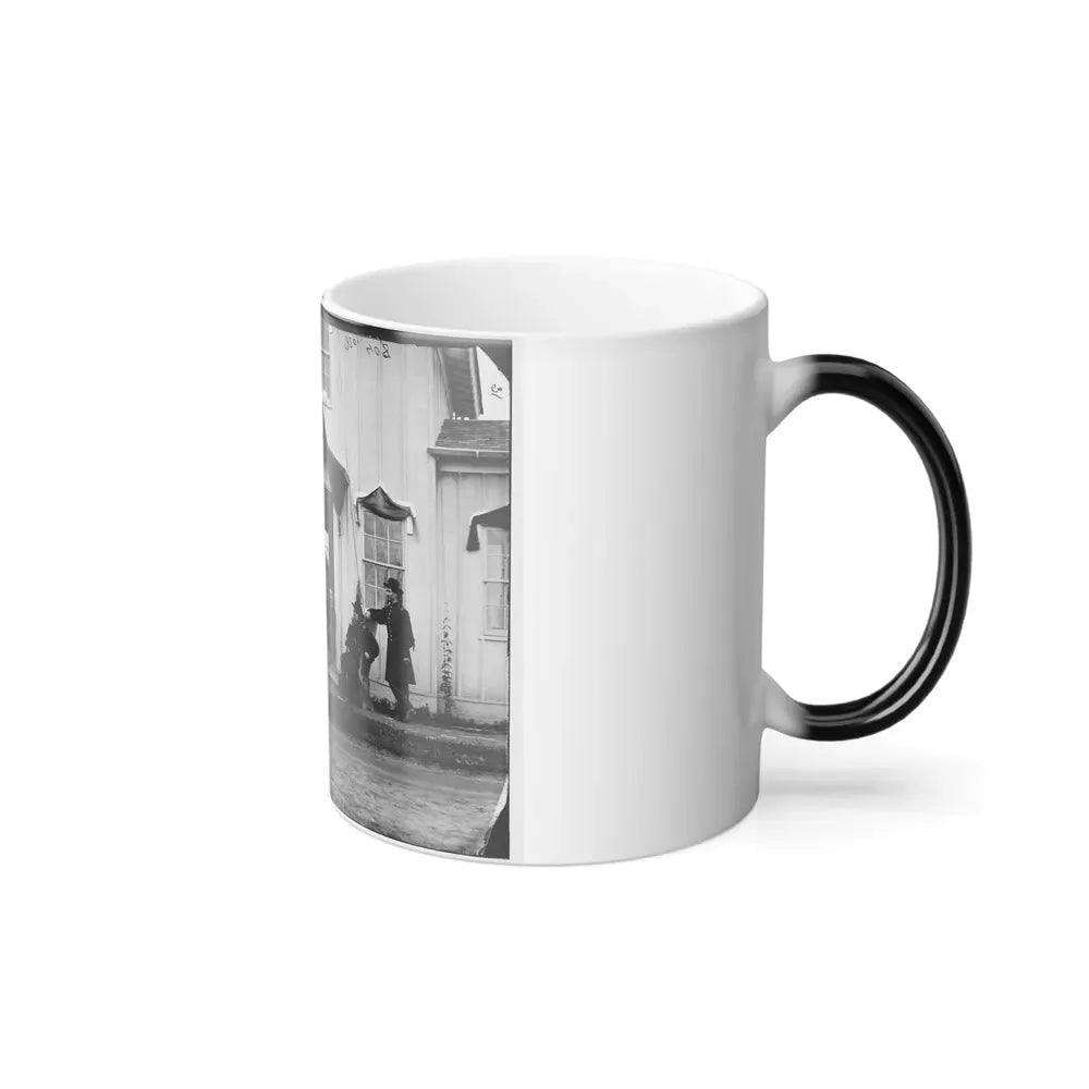 Arlington, Va. Capt. Nevins and Officers in Front of Headquarters, Fort Whipple; Mourning Crepe Drawn Over Doors and Windows (U.S. Civil War) Color Changing Coffee Mug 11oz - Go Mug Yourself