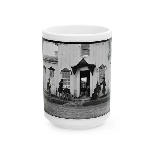 Arlington, Va. Capt. Nevins And Officers In Front Of Headquarters, Fort Whipple; Mourning Crepe Drawn Over Doors And Windows (U.S. Civil War) White Coffee Mug 15oz - Go Mug Yourself