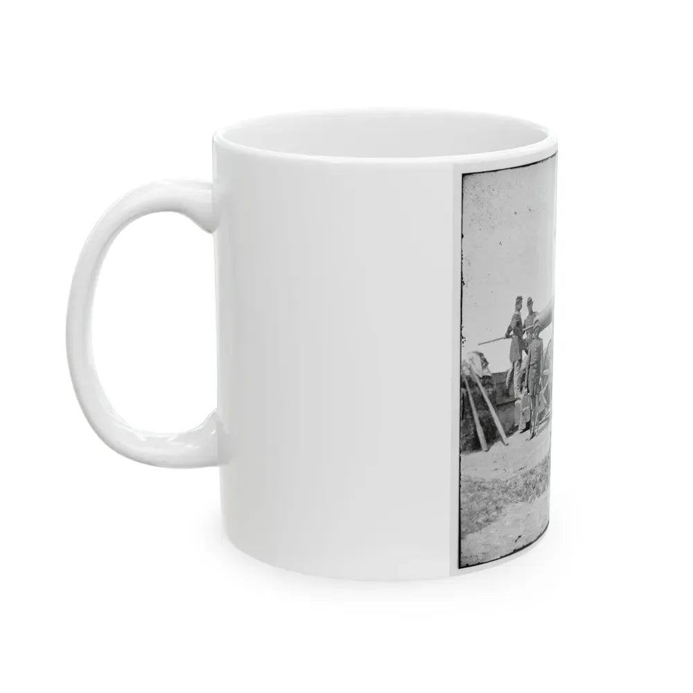 Arlington, Va. Soldiers With 24-Pdr. Siege Gun On Wooden Barbette Carriage At Fort Corcoran (U.S. Civil War) White Coffee Mug - Go Mug Yourself