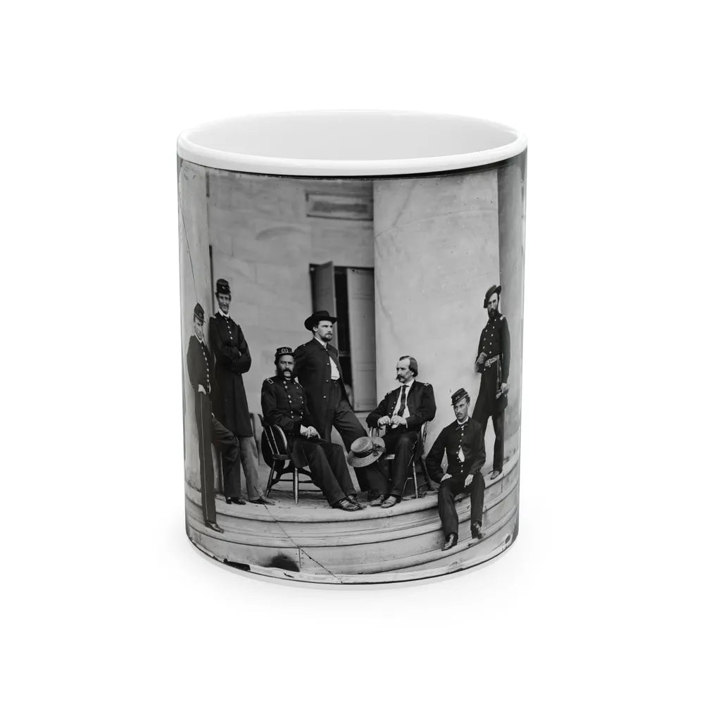 Arlington, Va. Brig. Gen. Gustavus A. Derussey (Third From Left) And Staff On Portico Of Arlington House (U.S. Civil War) White Coffee Mug-11oz-Go Mug Yourself