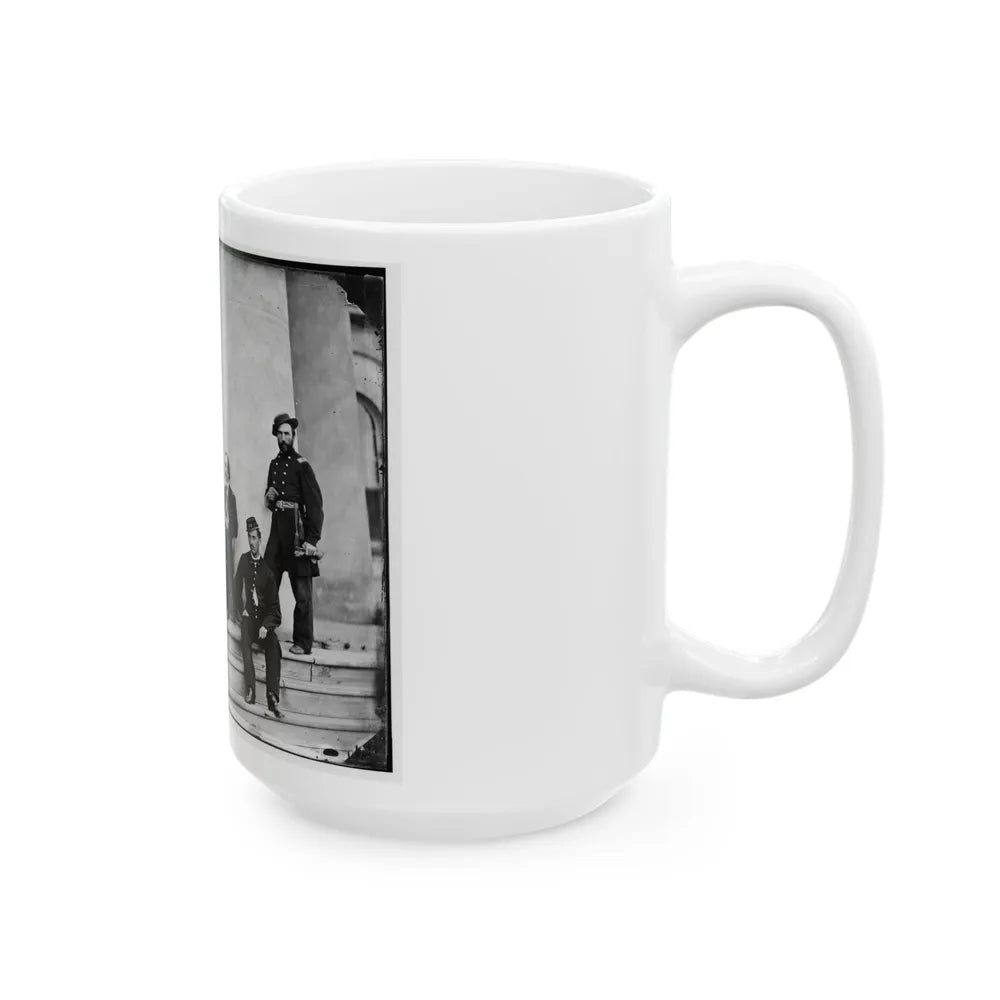 Arlington, Va. Brig. Gen. Gustavus A. Derussey (Third From Left) And Staff On Portico Of Arlington House (U.S. Civil War) White Coffee Mug-Go Mug Yourself