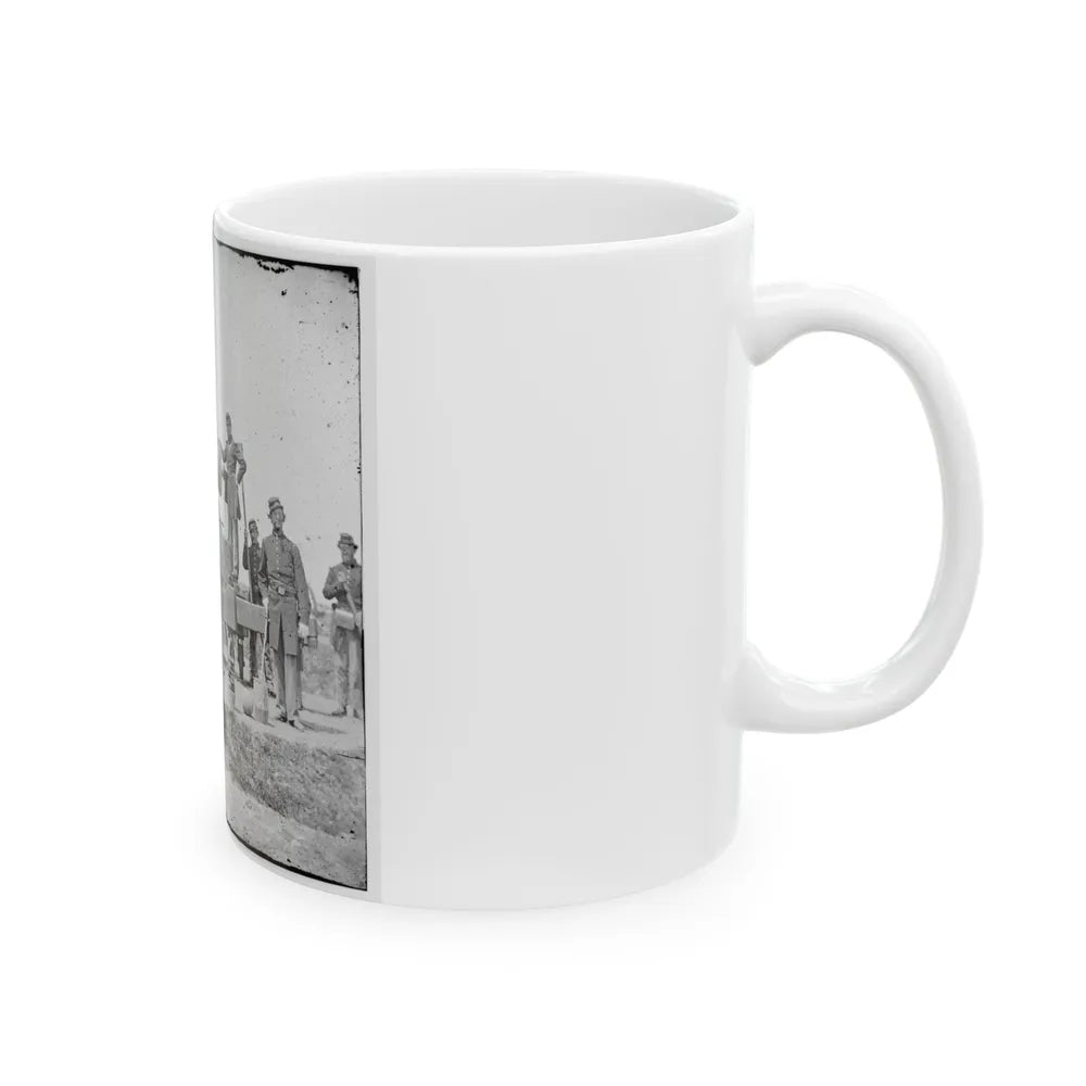 Arlington, Va. Soldiers With 24-Pdr. Siege Gun On Wooden Barbette Carriage At Fort Corcoran (U.S. Civil War) White Coffee Mug-Go Mug Yourself