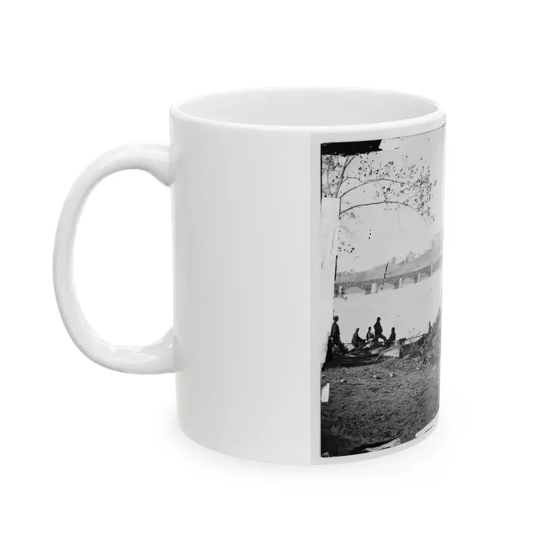 Arlington, Virginia. Georgetown Aqueduct From Virginia Side Of Potomac With Georgetown University In Background (U.S. Civil War) White Coffee Mug - Go Mug Yourself