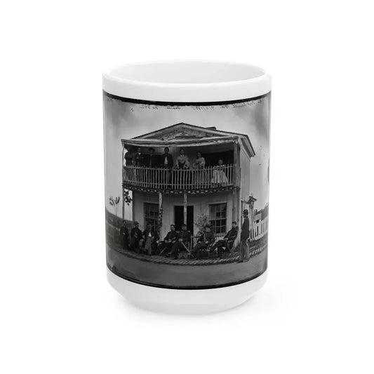 Arlington, Virginia. Officers Of Companies K & L, 2d New York Heavy Artillery At Fort C.F. Smith (U.S. Civil War) White Coffee Mug 15oz - Go Mug Yourself