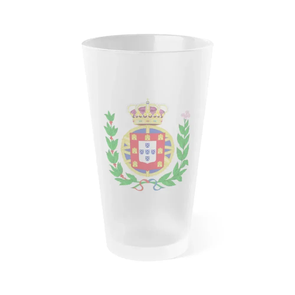Arms of the United Kingdom of Portugal, Brazil and the Algarves (1815-1825) - Frosted Pint Glass 16oz 16oz Frosted - Go Mug Yourself