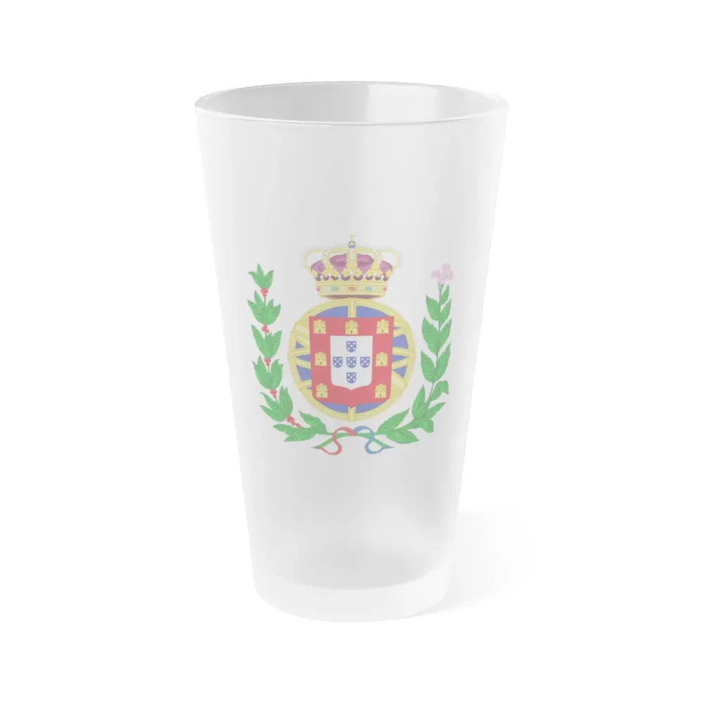 Arms of the United Kingdom of Portugal, Brazil and the Algarves (1815-1825) - Frosted Pint Glass 16oz - Go Mug Yourself