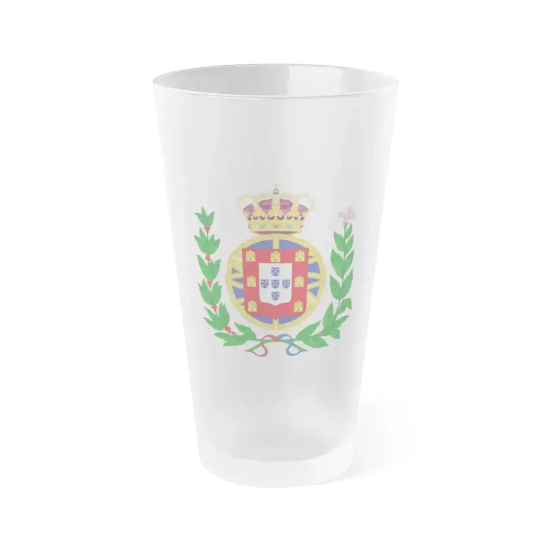 Arms of the United Kingdom of Portugal, Brazil and the Algarves (1815-1825) - Frosted Pint Glass 16oz - Go Mug Yourself