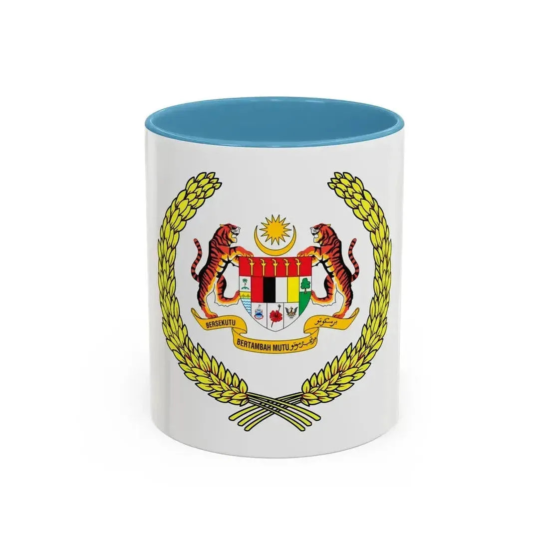 Arms of the Yang di-Pertuan Agong of Malaysia - Accent Coffee Mug 11oz Light Blue - Go Mug Yourself