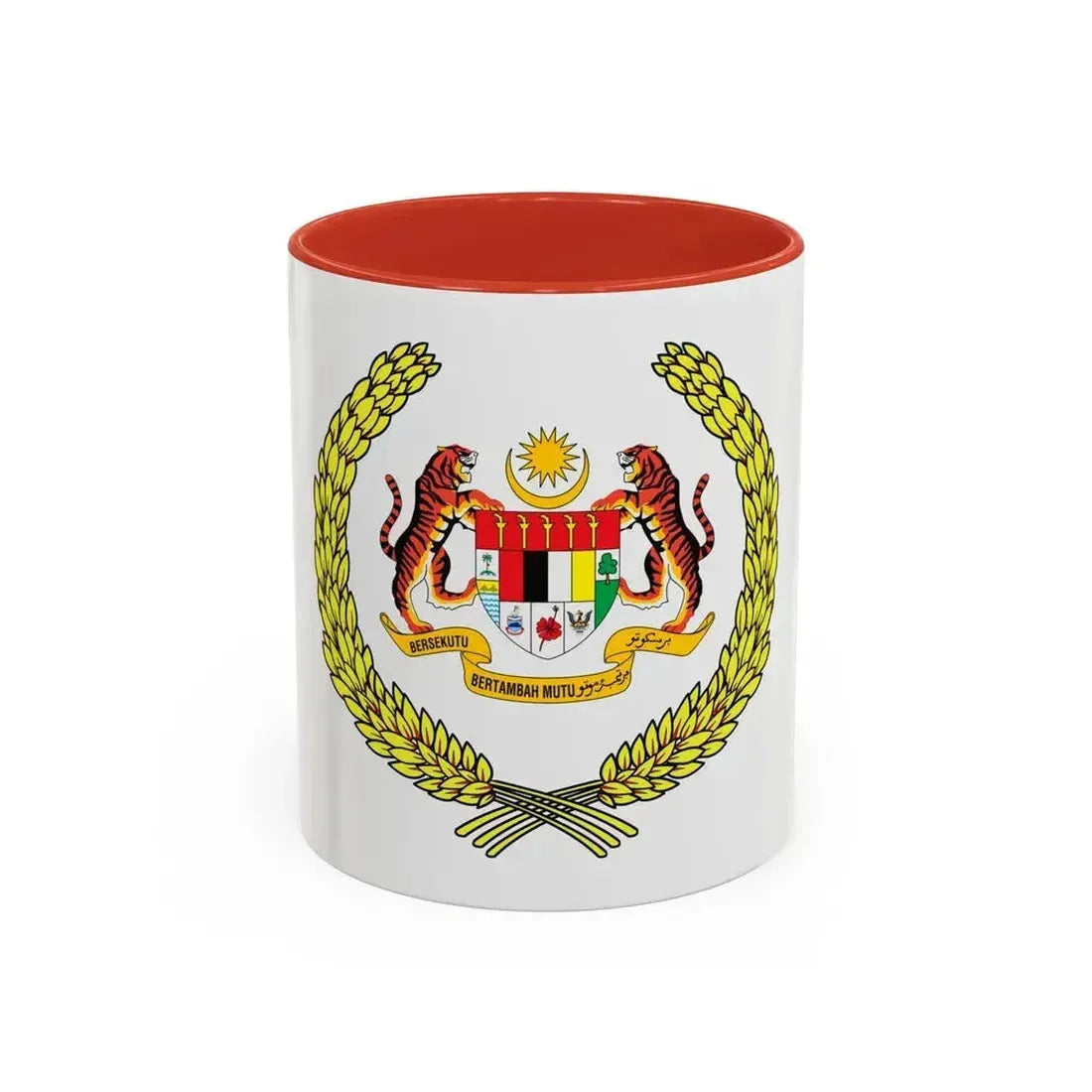 Arms of the Yang di-Pertuan Agong of Malaysia - Accent Coffee Mug 11oz Red - Go Mug Yourself