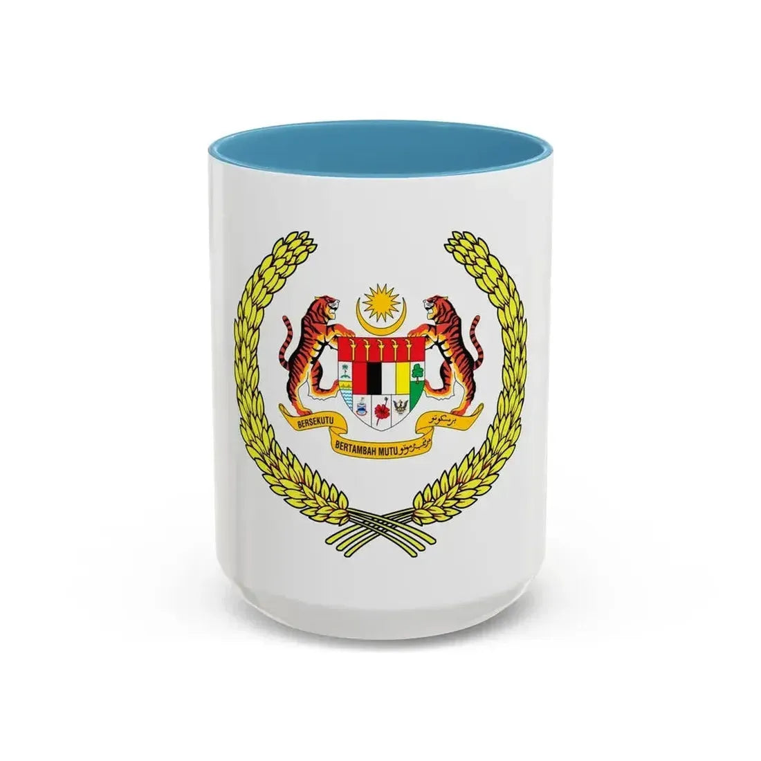 Arms of the Yang di-Pertuan Agong of Malaysia - Accent Coffee Mug 15oz Light Blue - Go Mug Yourself