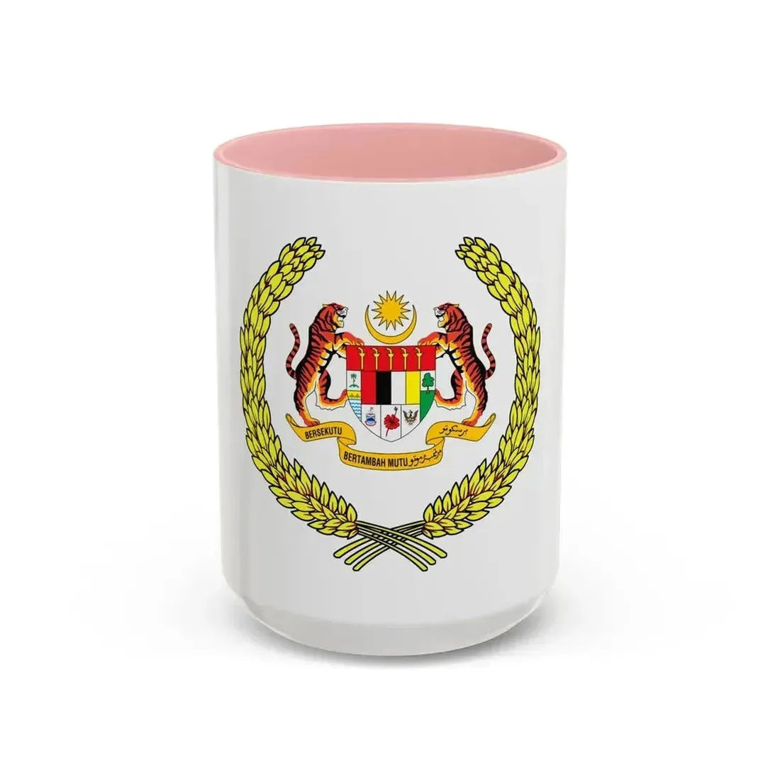 Arms of the Yang di-Pertuan Agong of Malaysia - Accent Coffee Mug 15oz Pink - Go Mug Yourself