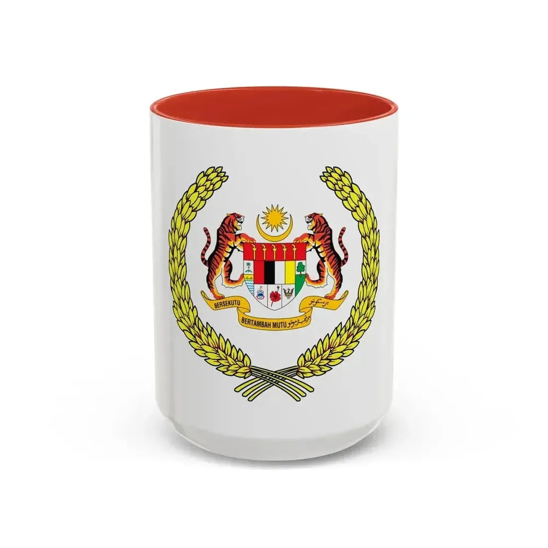 Arms of the Yang di-Pertuan Agong of Malaysia - Accent Coffee Mug 15oz Red - Go Mug Yourself