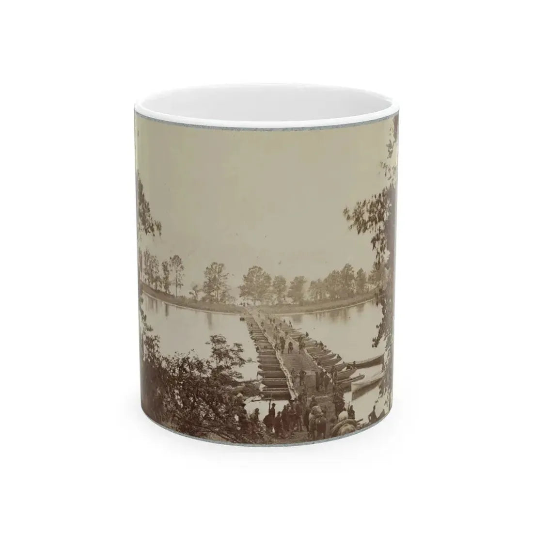 Army Of The James, Pontoon Bridges Across James River At Deep Bottom And Varina 001 (U.S. Civil War) White Coffee Mug 11oz - Go Mug Yourself