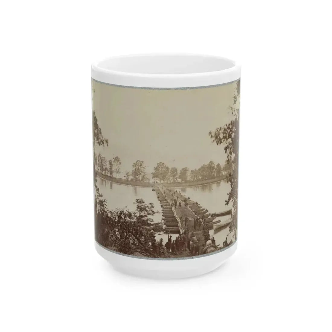 Army Of The James, Pontoon Bridges Across James River At Deep Bottom And Varina 001 (U.S. Civil War) White Coffee Mug 15oz - Go Mug Yourself