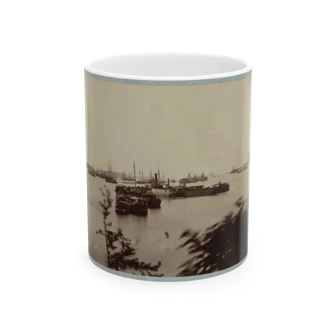 Army Transports In James River, Va. Near Deep Bottom 001 (U.S. Civil War) White Coffee Mug 11oz - Go Mug Yourself