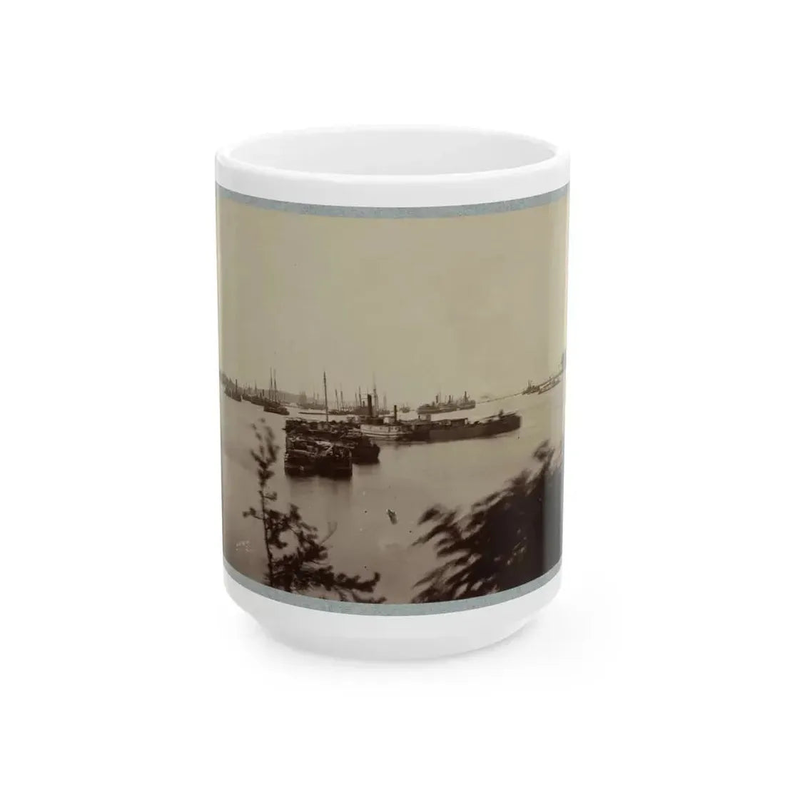Army Transports In James River, Va. Near Deep Bottom 001 (U.S. Civil War) White Coffee Mug 15oz - Go Mug Yourself