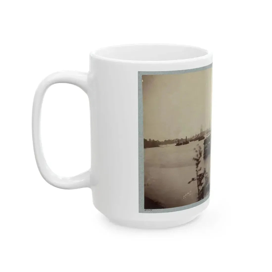 Army Transports In James River, Va. Near Deep Bottom 001 (U.S. Civil War) White Coffee Mug - Go Mug Yourself