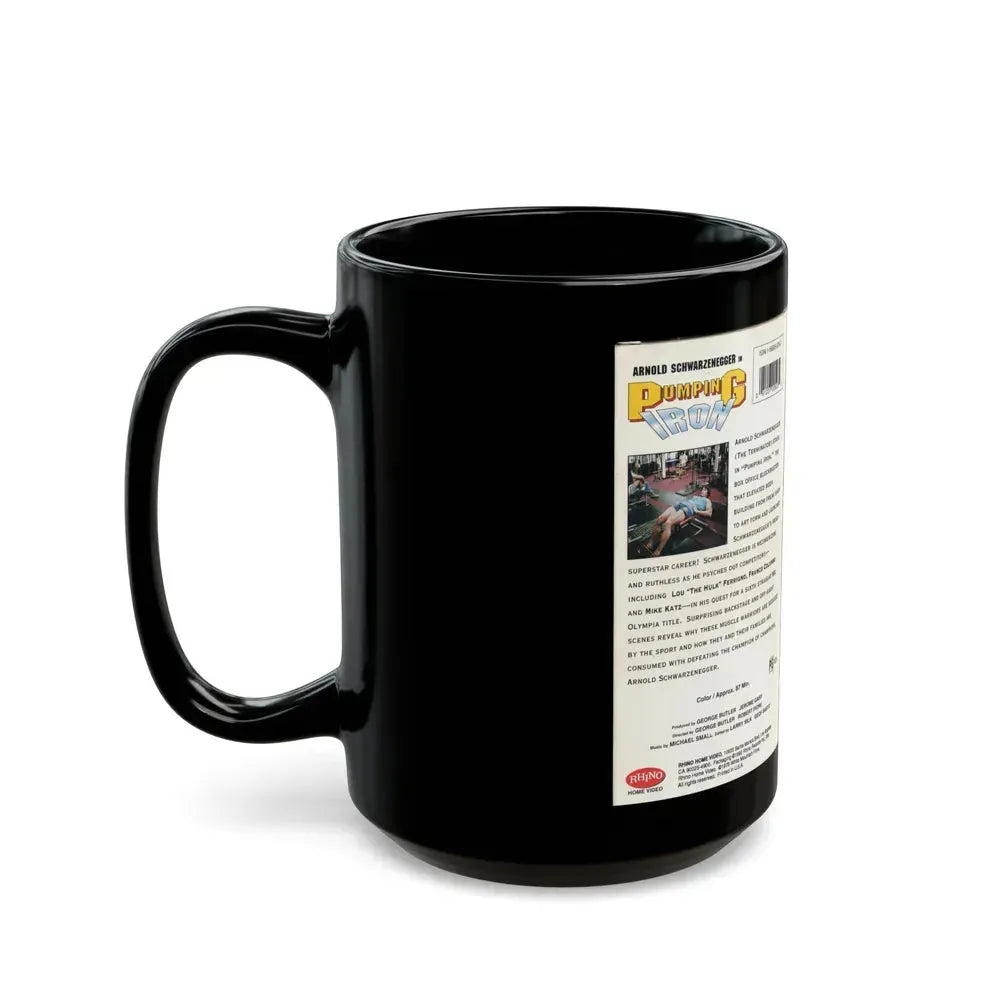 ARNOLD SCHWARZENEGGER IN PUMPING IRON (VHS COVER) - Black Coffee Mug - Go Mug Yourself