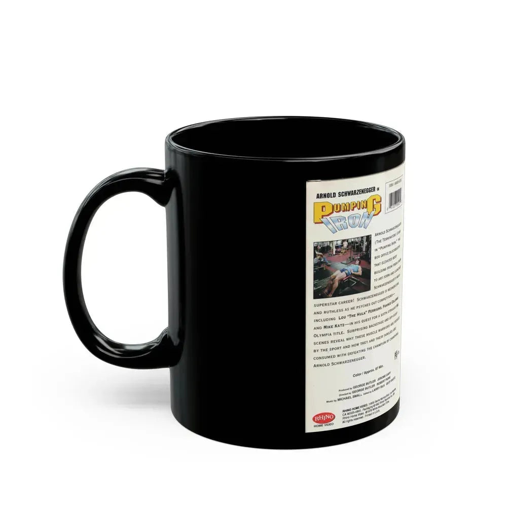 ARNOLD SCHWARZENEGGER IN PUMPING IRON (VHS COVER) - Black Coffee Mug - Go Mug Yourself