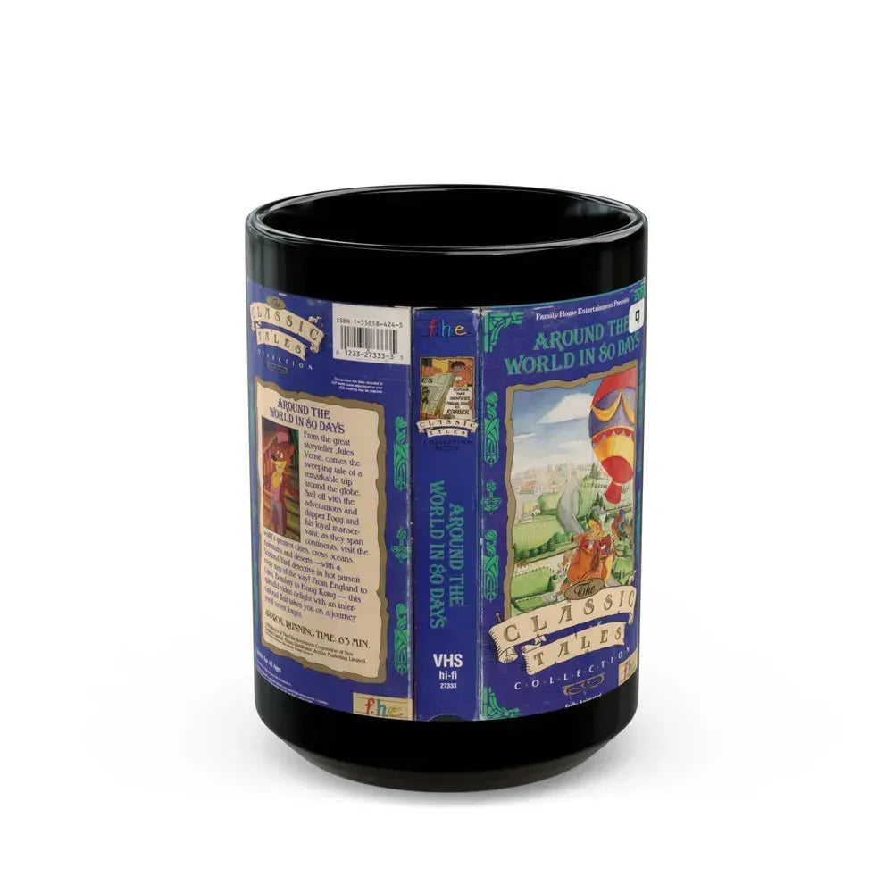 AROUND THE WORLD IN 80 DAYS CARTOON CLASSIC TALES COLLECTION FAMILY HOME ENTERTAINMENT FHE (VHS COVER) - Black Coffee Mug 15oz - Go Mug Yourself