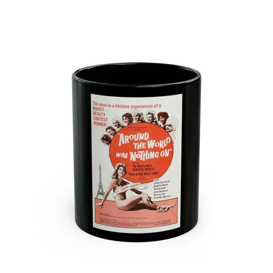 AROUND THE WORLD WITH NOTHING ON 1963 Movie Poster - Black Coffee Mug 11oz - Go Mug Yourself