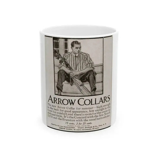 Arrow Collars Magazine Ad, Life magazine, March 24, 1910 - White Coffee Mug 11oz - Go Mug Yourself