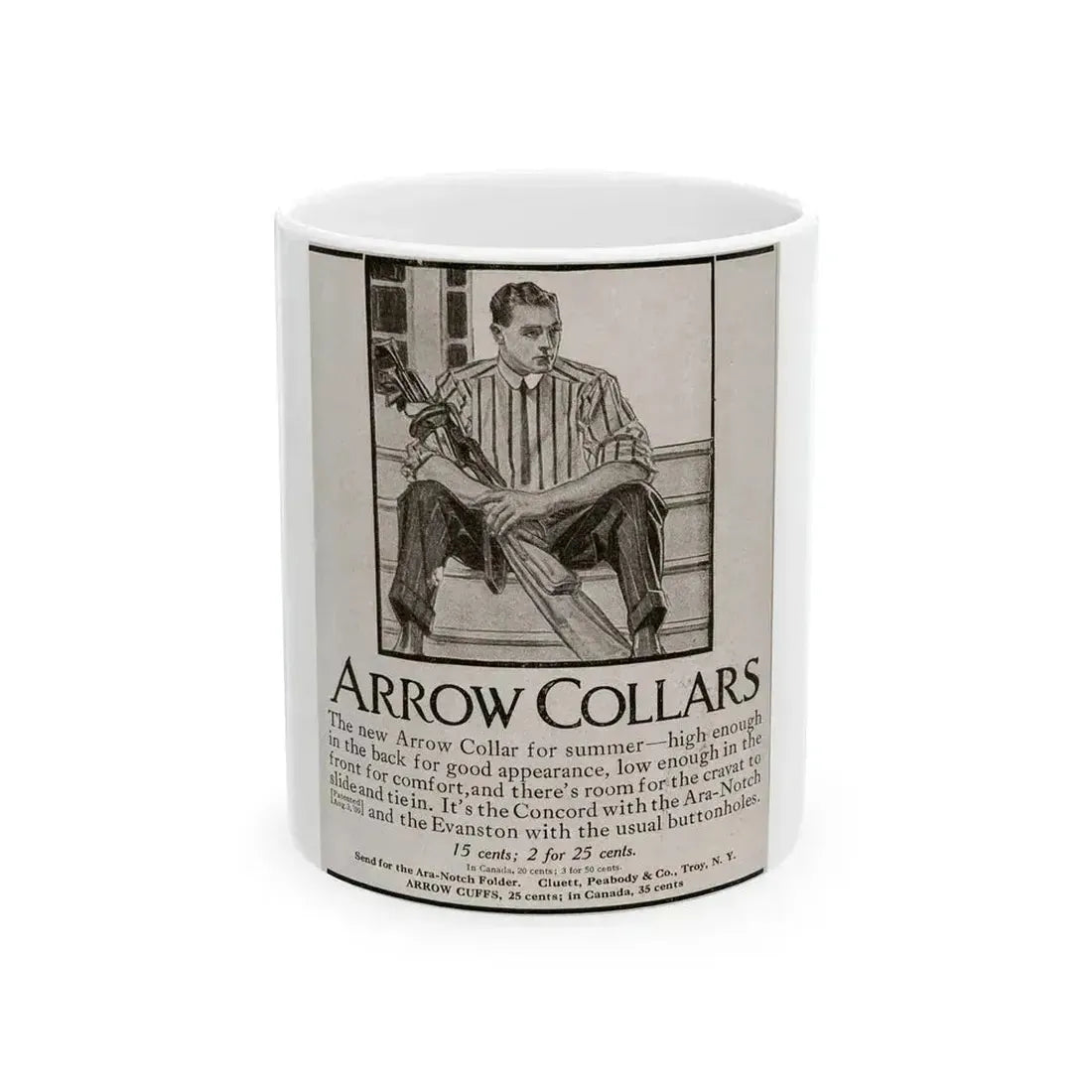Arrow Collars Magazine Ad, Life magazine, March 24, 1910 - White Coffee Mug 11oz - Go Mug Yourself