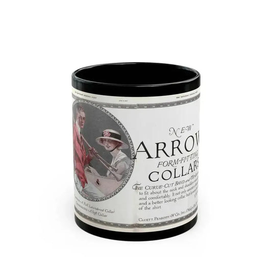 Arrow Collars Magazine Ad, The Saturday Evening Post, June 9, 1917 - Black Coffee Mug 11oz - Go Mug Yourself