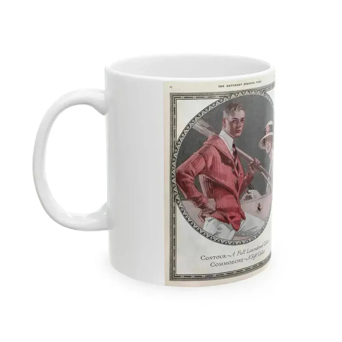 Arrow Collars Magazine Ad, The Saturday Evening Post, June 9, 1917 - White Coffee Mug - Go Mug Yourself