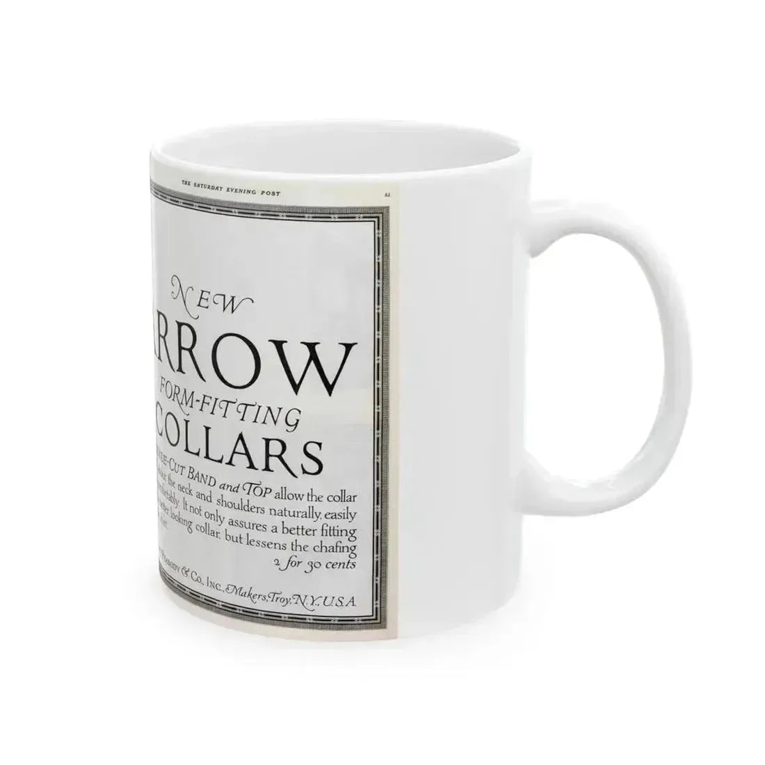 Arrow Collars Magazine Ad, The Saturday Evening Post, June 9, 1917 - White Coffee Mug - Go Mug Yourself