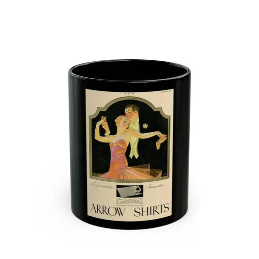 Arrow Shirts advertisement, 1930 - Black Coffee Mug 11oz - Go Mug Yourself