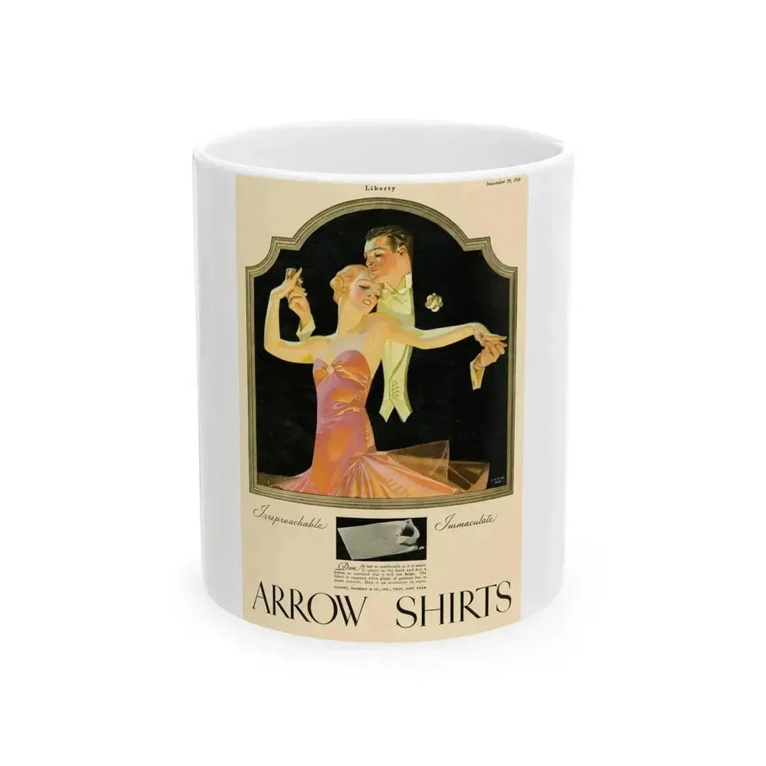 Arrow Shirts advertisement, 1930 - White Coffee Mug 11oz - Go Mug Yourself