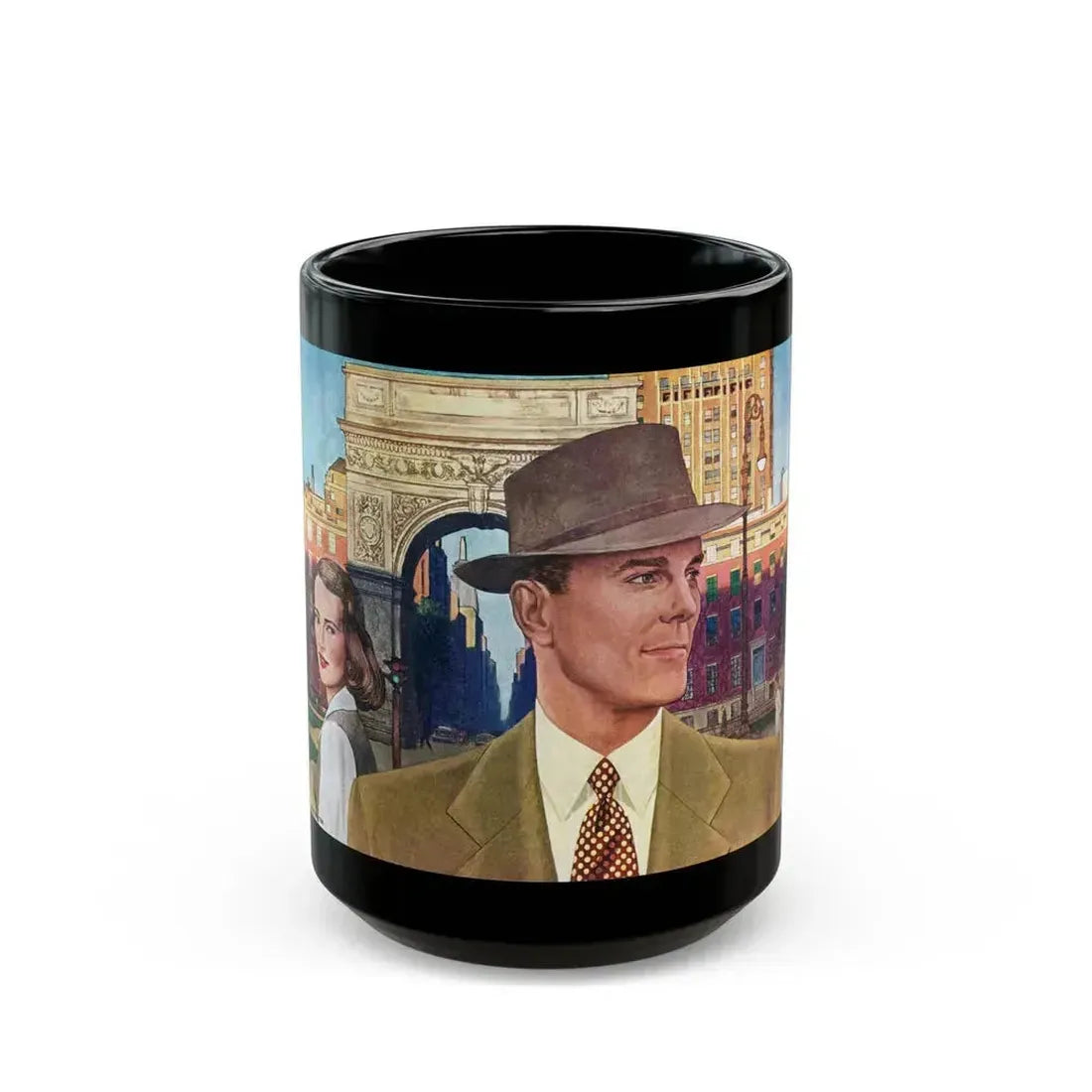 Arrow Shirts advertisement, 1948 - Black Coffee Mug 15oz - Go Mug Yourself