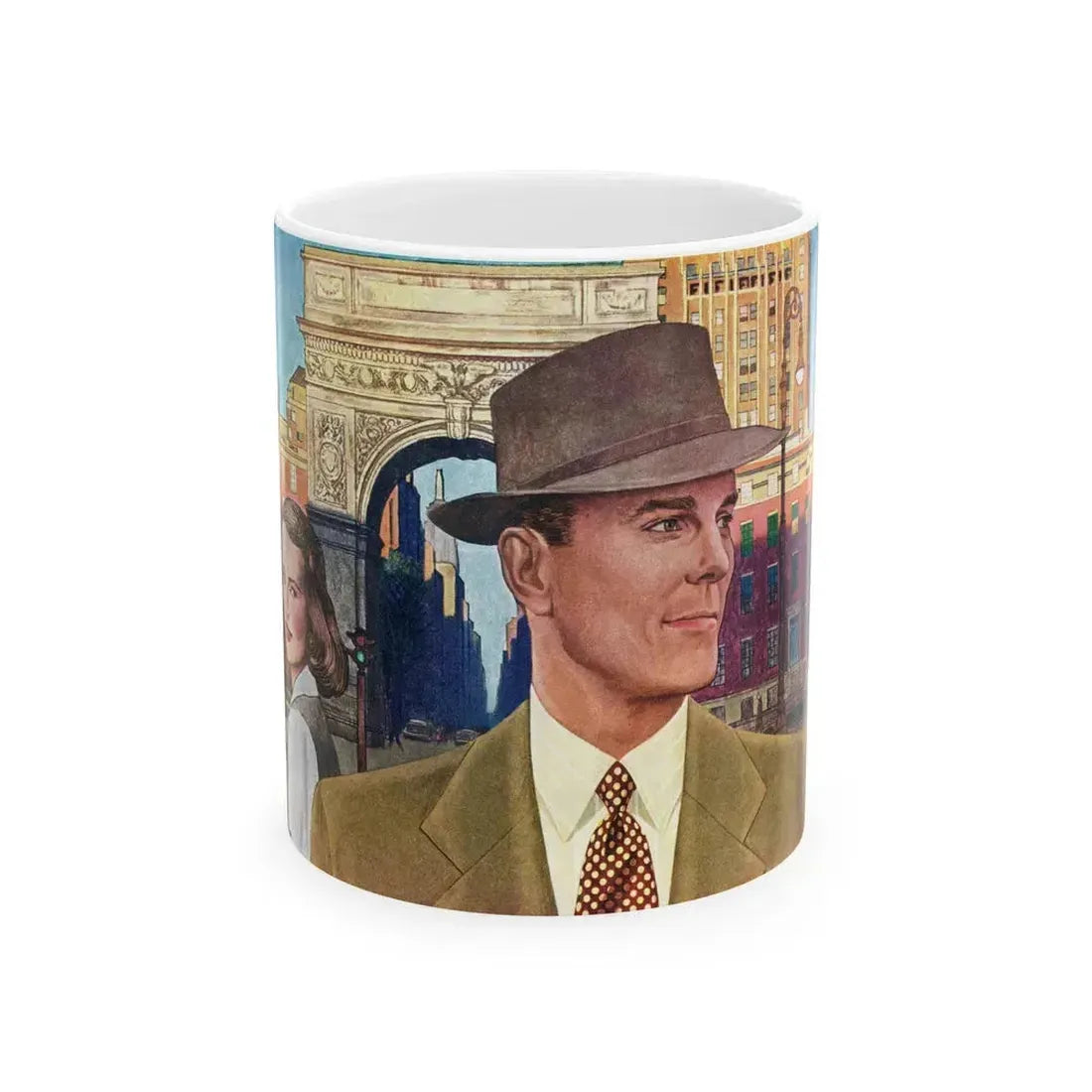 Arrow Shirts advertisement, 1948 - White Coffee Mug 11oz - Go Mug Yourself