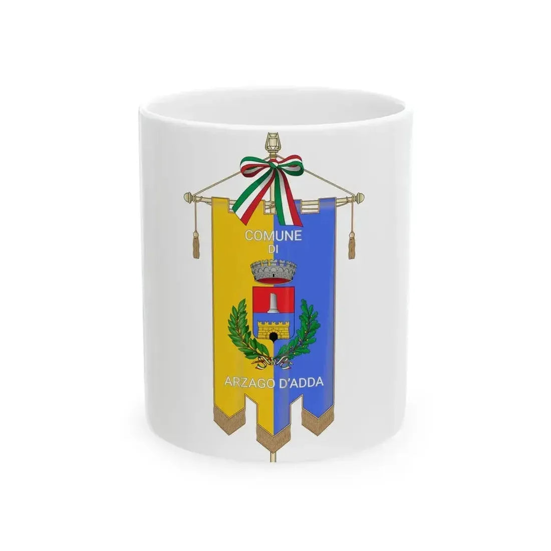 Arzago dAdda-Gonfalone (Italy) White Coffee Mug 11oz - Go Mug Yourself