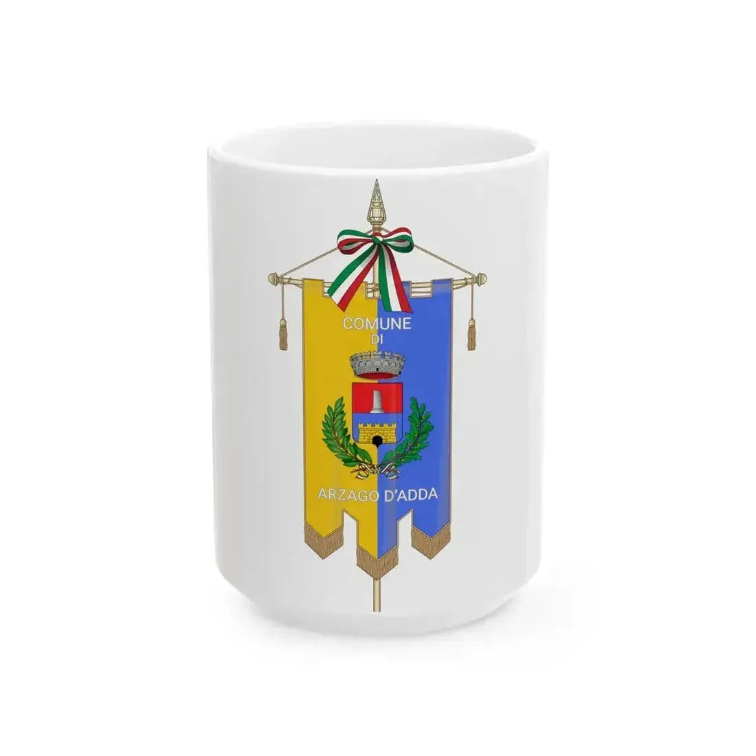 Arzago dAdda-Gonfalone (Italy) White Coffee Mug 15oz - Go Mug Yourself
