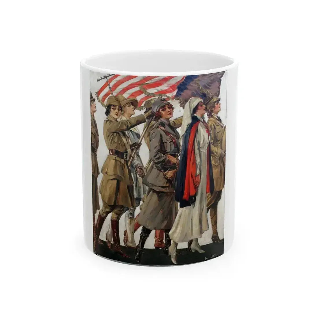 As We Go Marshing On, Life magazine cover, February 6th, 1919 - White Coffee Mug 11oz - Go Mug Yourself