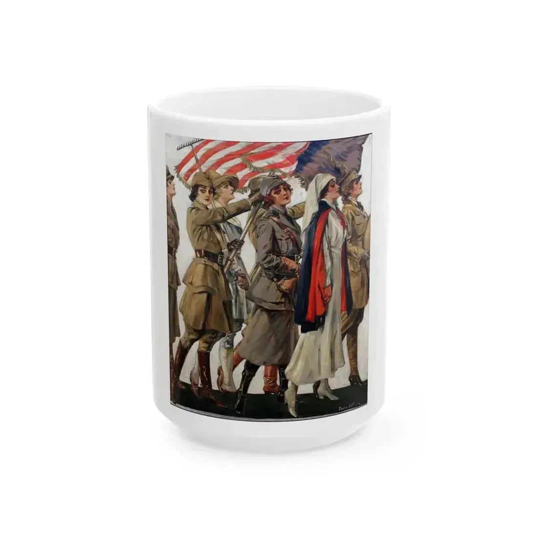 As We Go Marshing On, Life magazine cover, February 6th, 1919 - White Coffee Mug 15oz - Go Mug Yourself