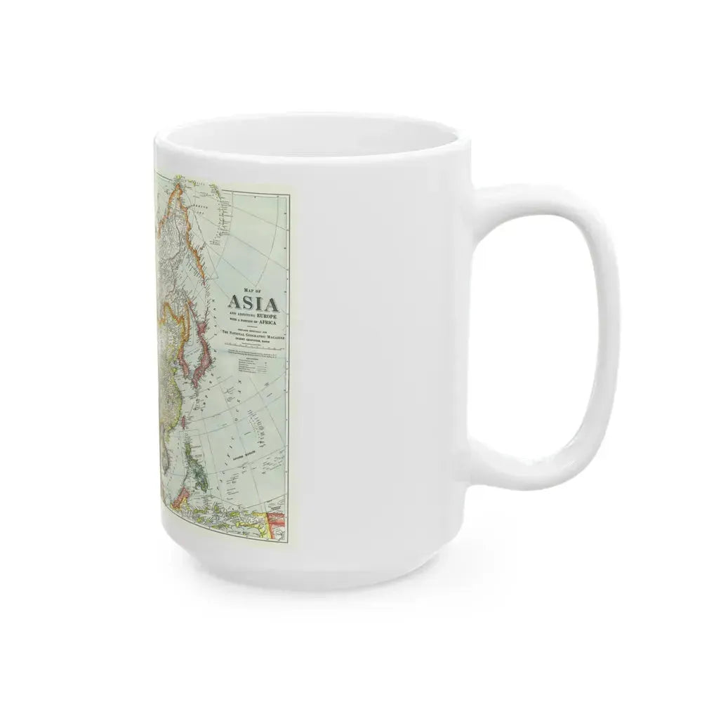 Asia and Adjoining Europe (1921) (Map) White Coffee Mug - Go Mug Yourself