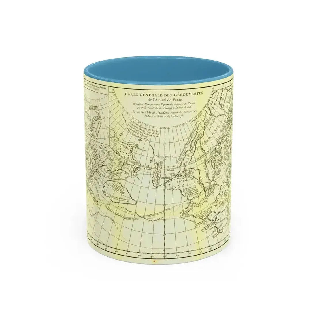Asia - Carte Generale des Decouvertes (1892) (Map) Accent Coffee Mug 11oz Light Blue - Go Mug Yourself