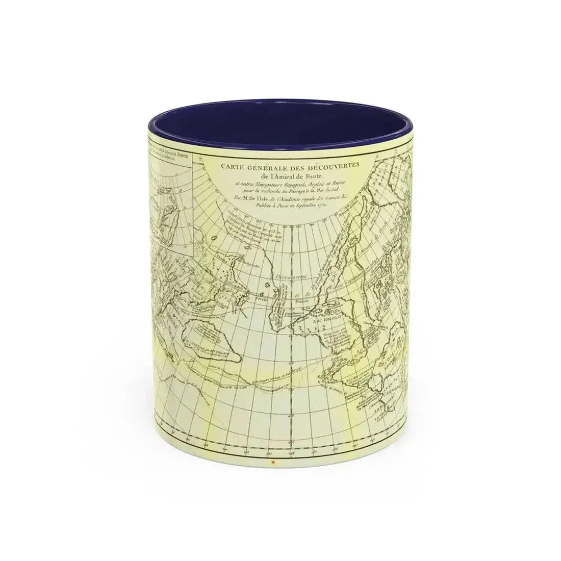 Asia - Carte Generale des Decouvertes (1892) (Map) Accent Coffee Mug 11oz Navy - Go Mug Yourself