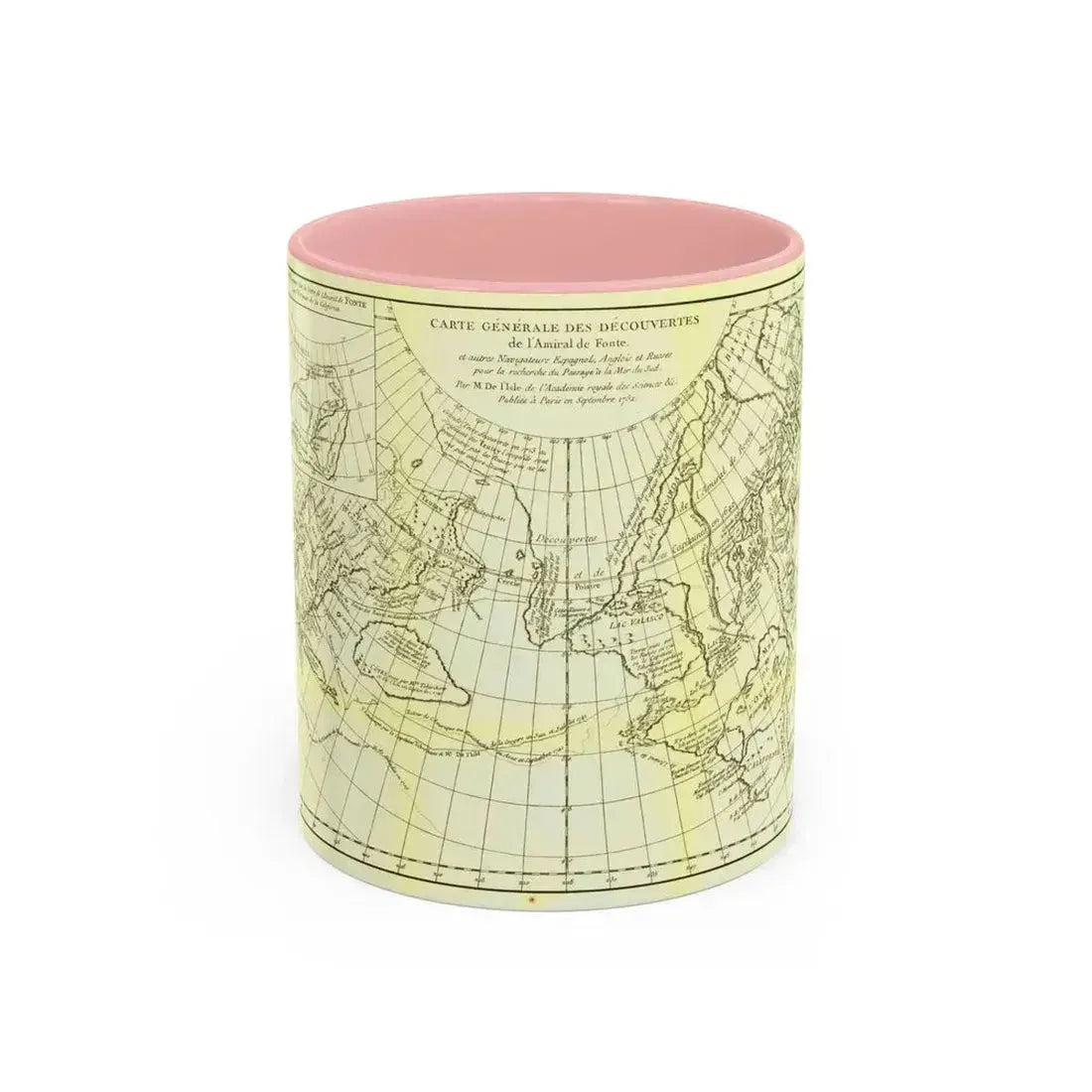 Asia - Carte Generale des Decouvertes (1892) (Map) Accent Coffee Mug 11oz Pink - Go Mug Yourself