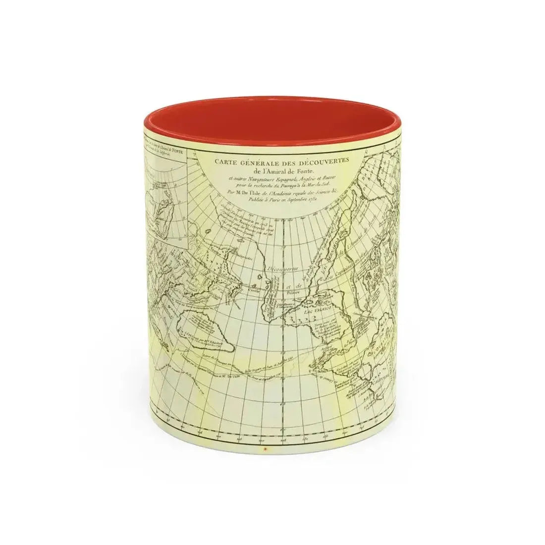 Asia - Carte Generale des Decouvertes (1892) (Map) Accent Coffee Mug 11oz Red - Go Mug Yourself