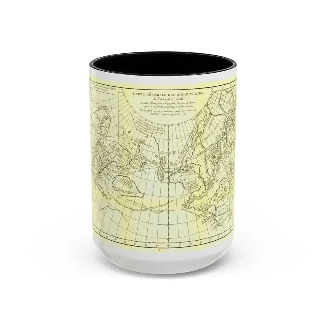 Asia - Carte Generale des Decouvertes (1892) (Map) Accent Coffee Mug 15oz Black - Go Mug Yourself