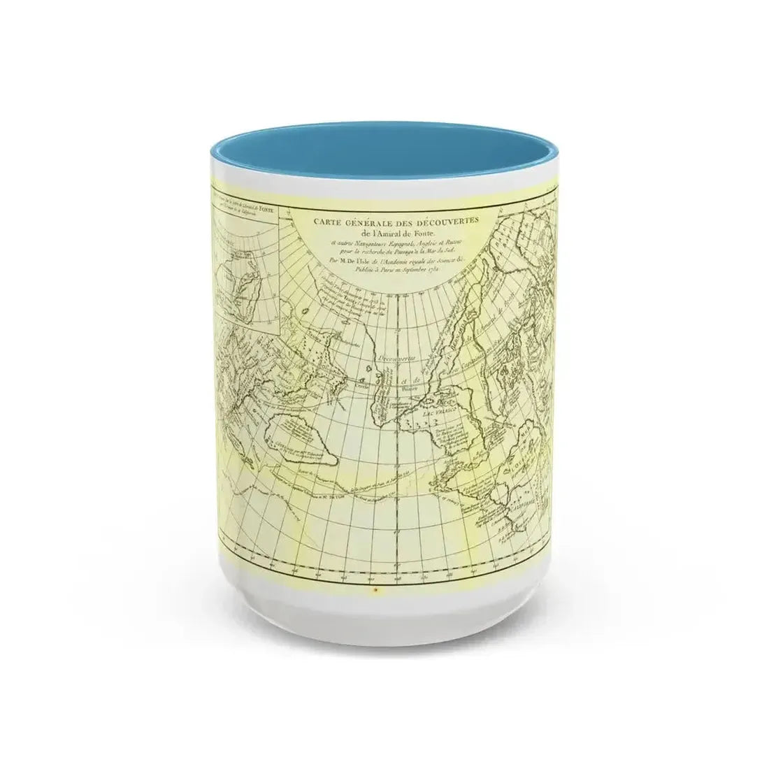 Asia - Carte Generale des Decouvertes (1892) (Map) Accent Coffee Mug 15oz Light Blue - Go Mug Yourself