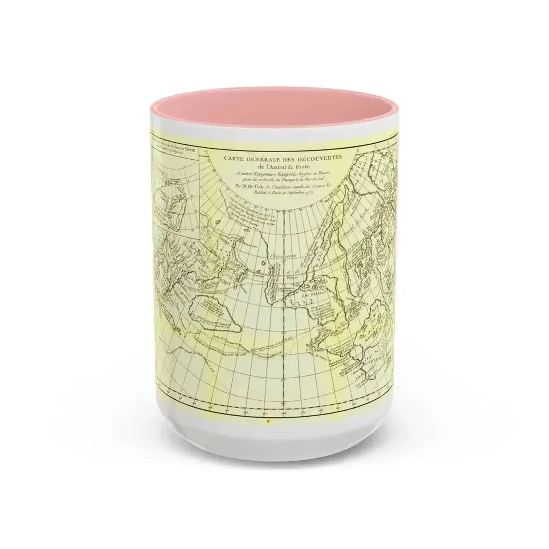 Asia - Carte Generale des Decouvertes (1892) (Map) Accent Coffee Mug 15oz Pink - Go Mug Yourself