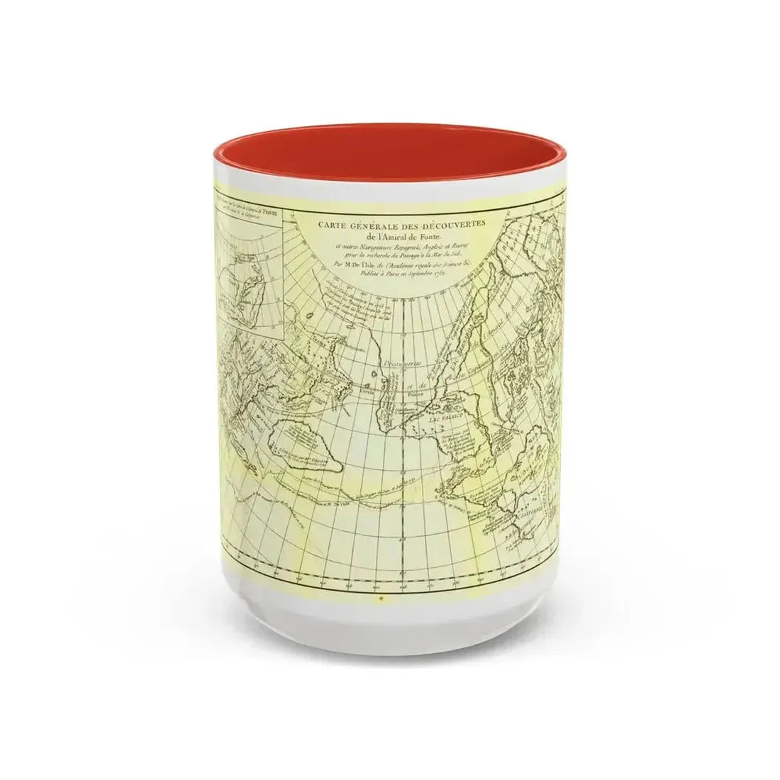 Asia - Carte Generale des Decouvertes (1892) (Map) Accent Coffee Mug 15oz Red - Go Mug Yourself