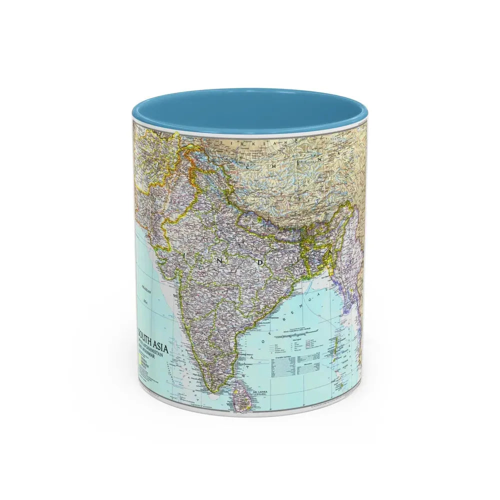 Asia - South with Afghanistan and Myanmar (1997) (Map) Accent Coffee Mug 11oz Light Blue - Go Mug Yourself